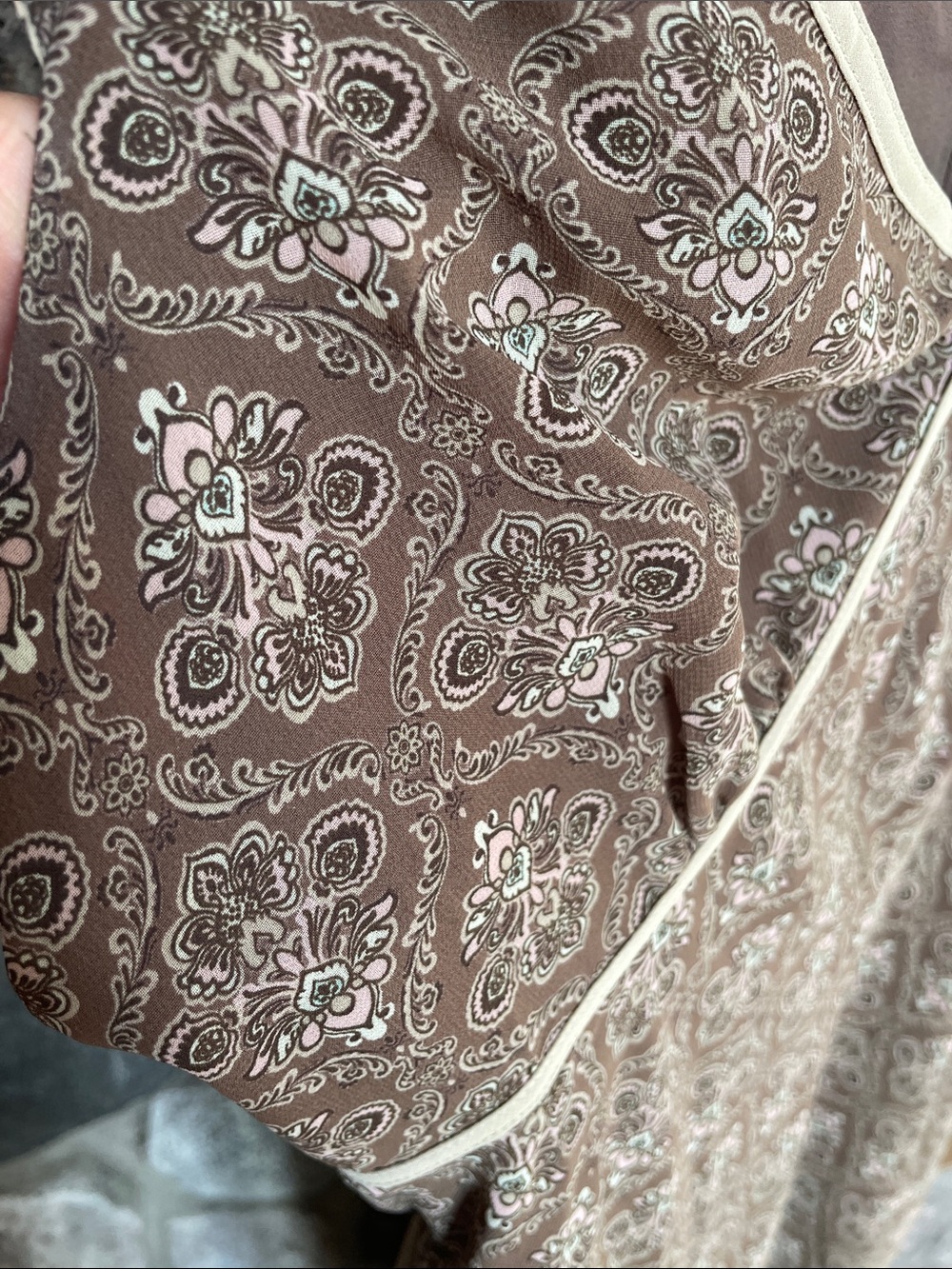 LOFT Brown Maxi Dress with Cream Trim - Picture 5 of 5